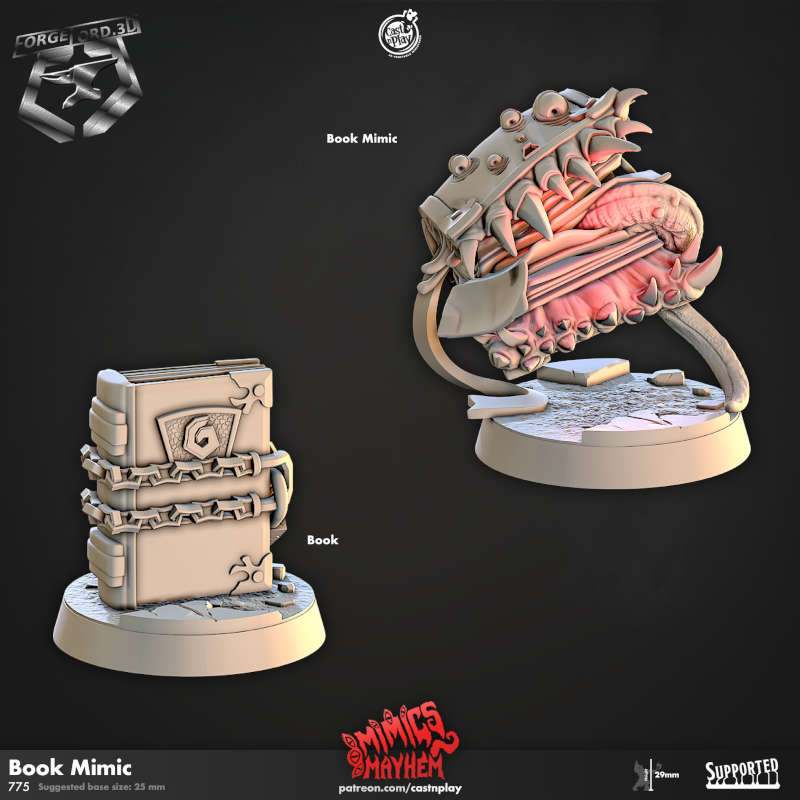 Book Mimic-CastNPlay-mimics-mayhem-Collection--fantasy-tabletop-RPG-3D-miniatures