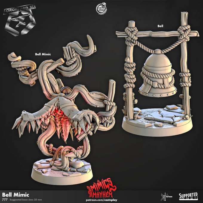 Bell Mimic-CastNPlay-mimics-mayhem-Collection--fantasy-tabletop-RPG-3D-miniatures