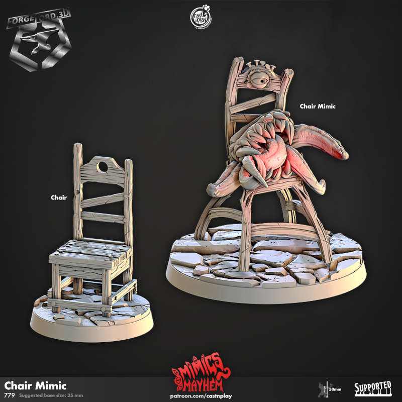 Chair Mimic-CastNPlay-mimics-mayhem-Collection--fantasy-tabletop-RPG-3D-miniatures