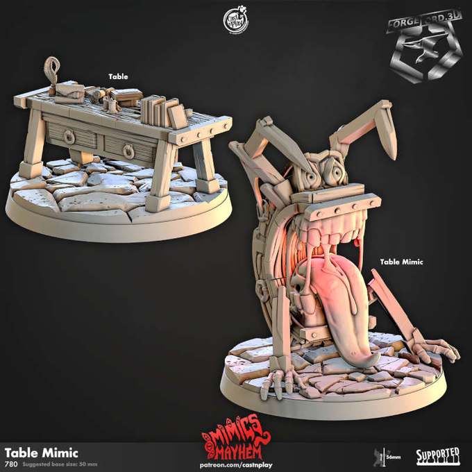 Table Mimic-CastNPlay-mimics-mayhem-Collection--fantasy-tabletop-RPG-3D-miniatures