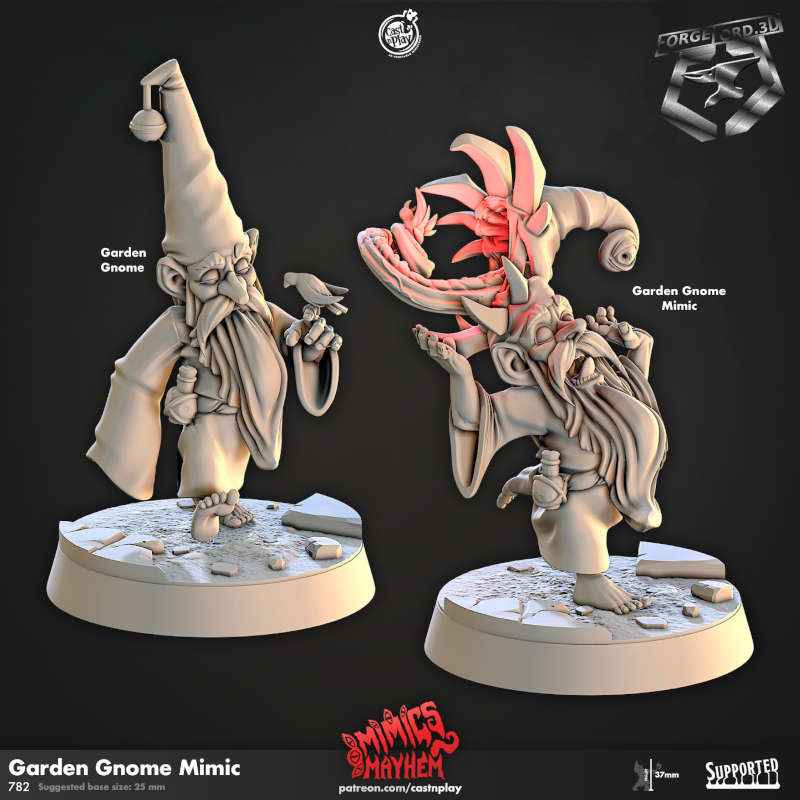 Garden Gnome Mimic-CastNPlay-mimics-mayhem-Collection--fantasy-tabletop-RPG-3D-miniatures