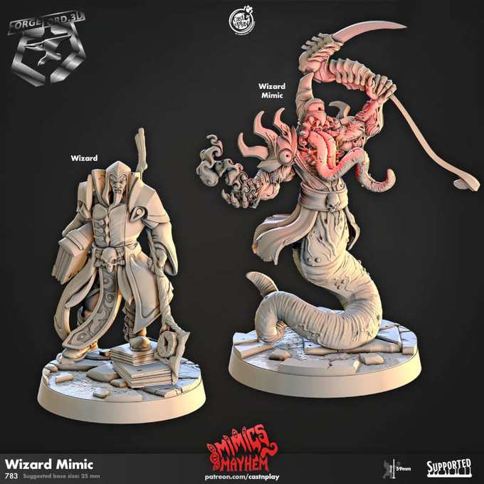 Wizard Mimic-CastNPlay-mimics-mayhem-Collection--fantasy-tabletop-RPG-3D-miniatures