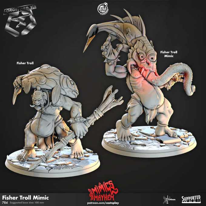 Fisher Troll Mimic-CastNPlay-mimics-mayhem-Collection--fantasy-tabletop-RPG-3D-miniatures