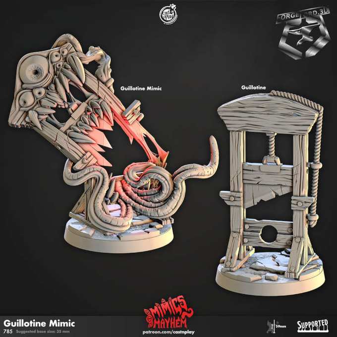 Guillotine Mimic-CastNPlay-mimics-mayhem-Collection--fantasy-tabletop-RPG-3D-miniatures