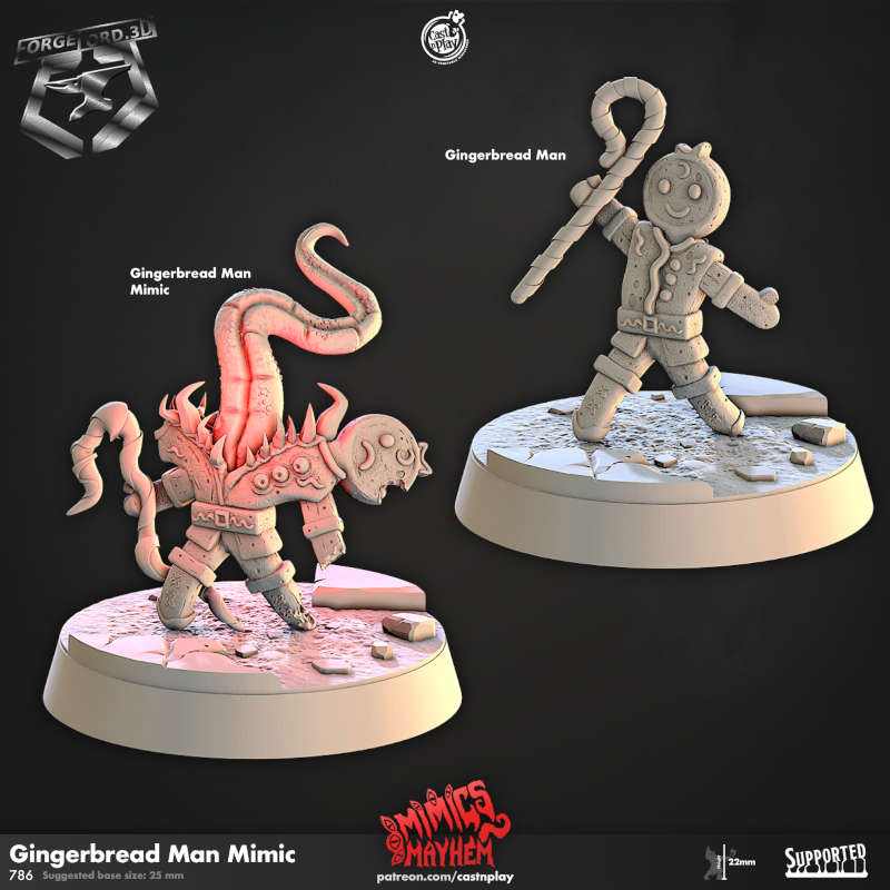 Gingerbread Man Mimic-CastNPlay-mimics-mayhem-Collection--fantasy-tabletop-RPG-3D-miniatures