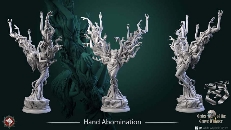 Hand Abomination-32mm-figurines-fantasy-tabletop-RPG-3D-miniatures-white-werewolf-tavern