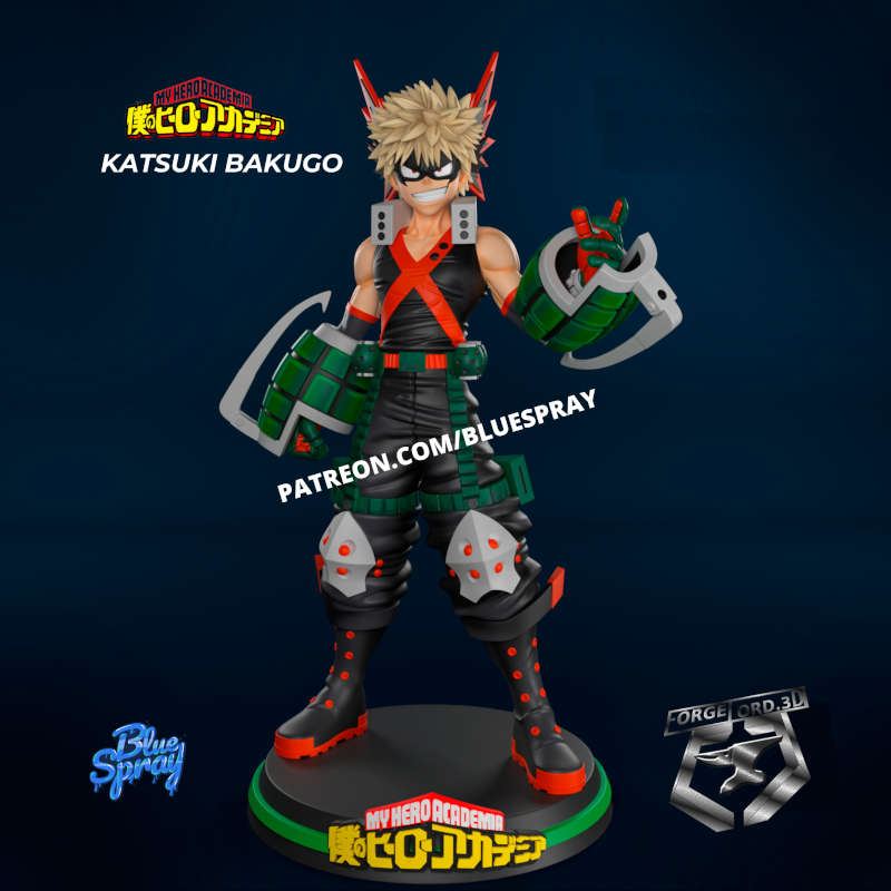 Katsuki Bakugo-Blue-Spray--figurines-fantasy-tabletop-RPG-3D-miniatures