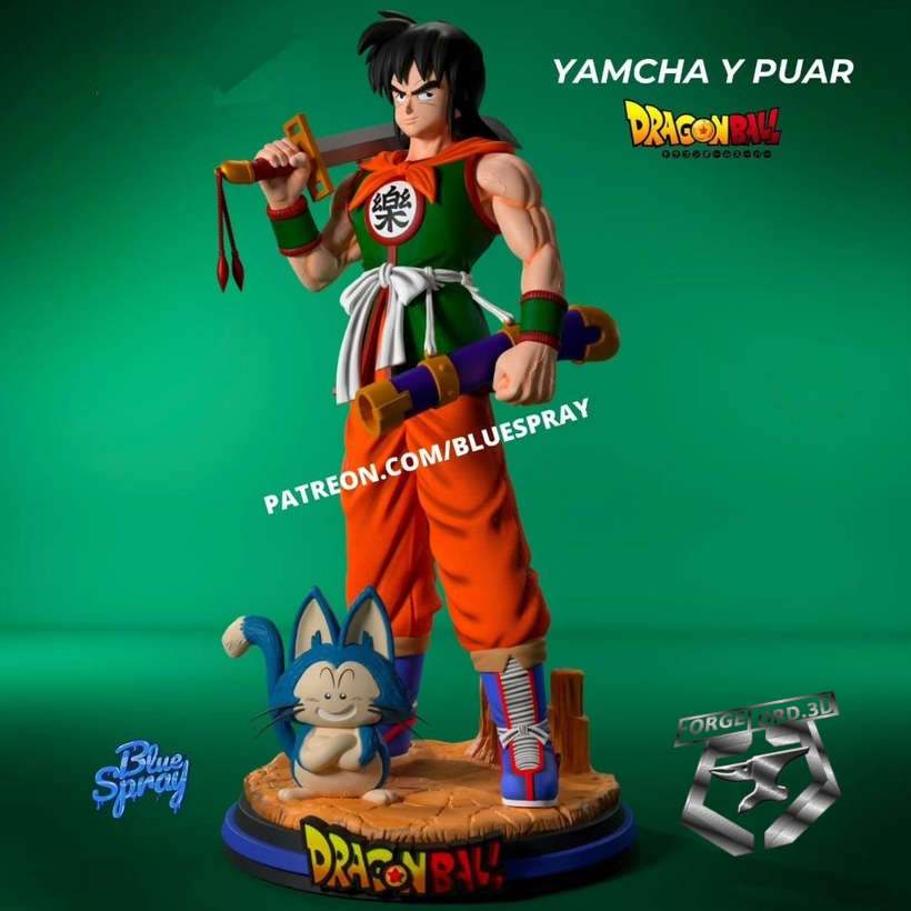 Yamcha & Puar-Blue -Spray--figurines-fantasy-tabletop-RPG-3D-miniatures