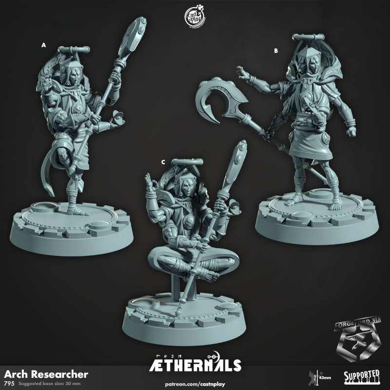 Arch Researcher-CastNPlay-Aethernal-Collection--fantasy-tabletop-RPG-3D-miniatures