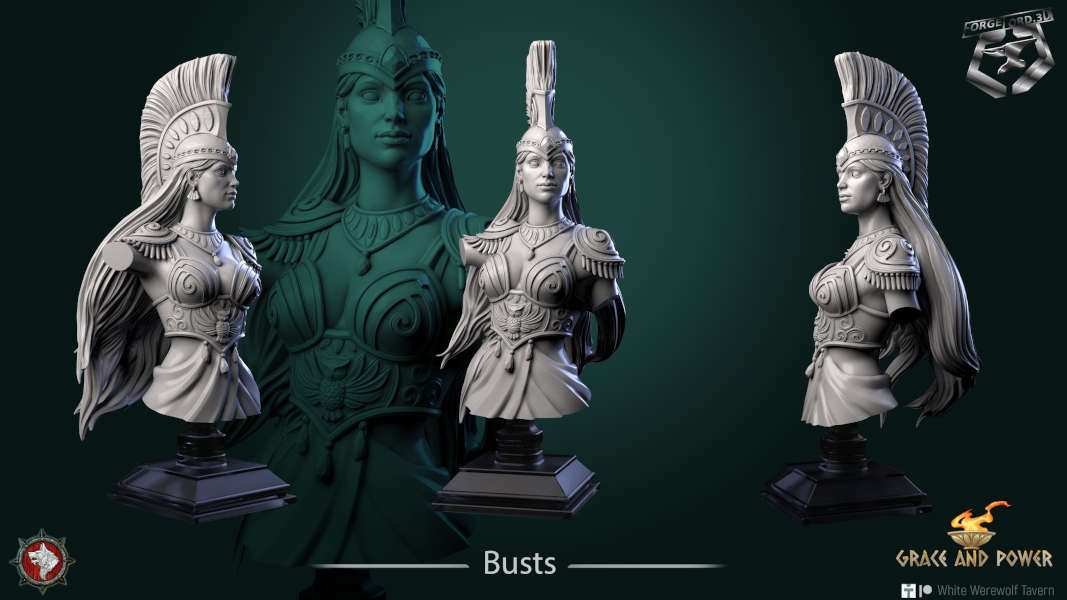 Athena-bust-75mm-figurines-fantasy-tabletop-RPG-3D-miniatures-white-werewolf-tavern
