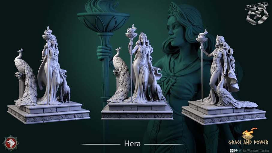 Hera-statue-75mm-figurines-fantasy-tabletop-RPG-3D-miniatures-white-werewolf-tavern