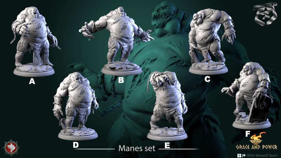 Manes-set-32mm-figurines-fantasy-tabletop-RPG-3D-miniatures-white-werewolf-tavern