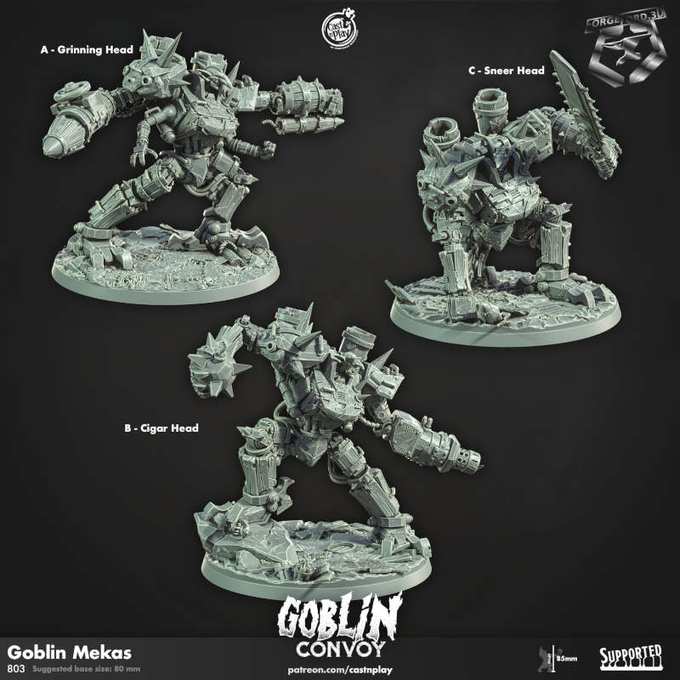 Goblin Mekas-CastNPlay-goblin-convoy-Collection--fantasy-tabletop-RPG-3D-miniatures