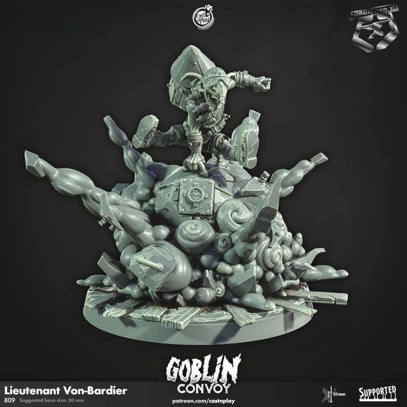 Lieutenant Von-Bardier-CastNPlay-goblin-convoy-Collection--fantasy-tabletop-RPG-3D-miniatures