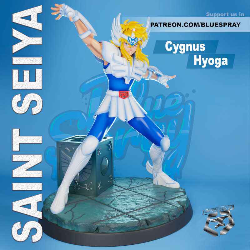 Cygnus Hyoga-Blue-Spray--figurines-fantasy-tabletop-RPG-3D-miniatures