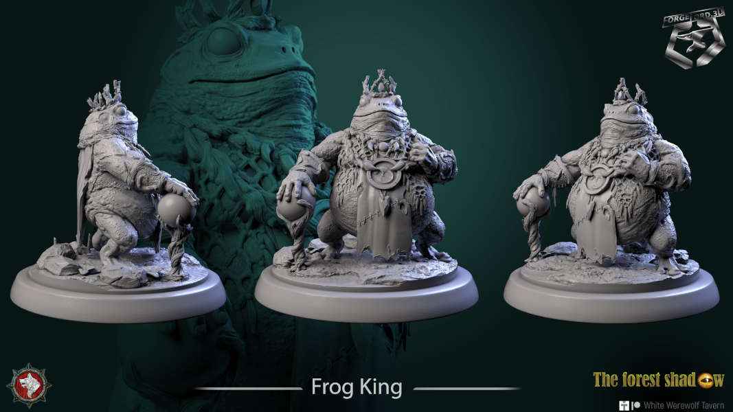 Frog-King-statue-75mm-figurines-fantasy-tabletop-RPG-3D-miniatures-white-werewolf-tavern