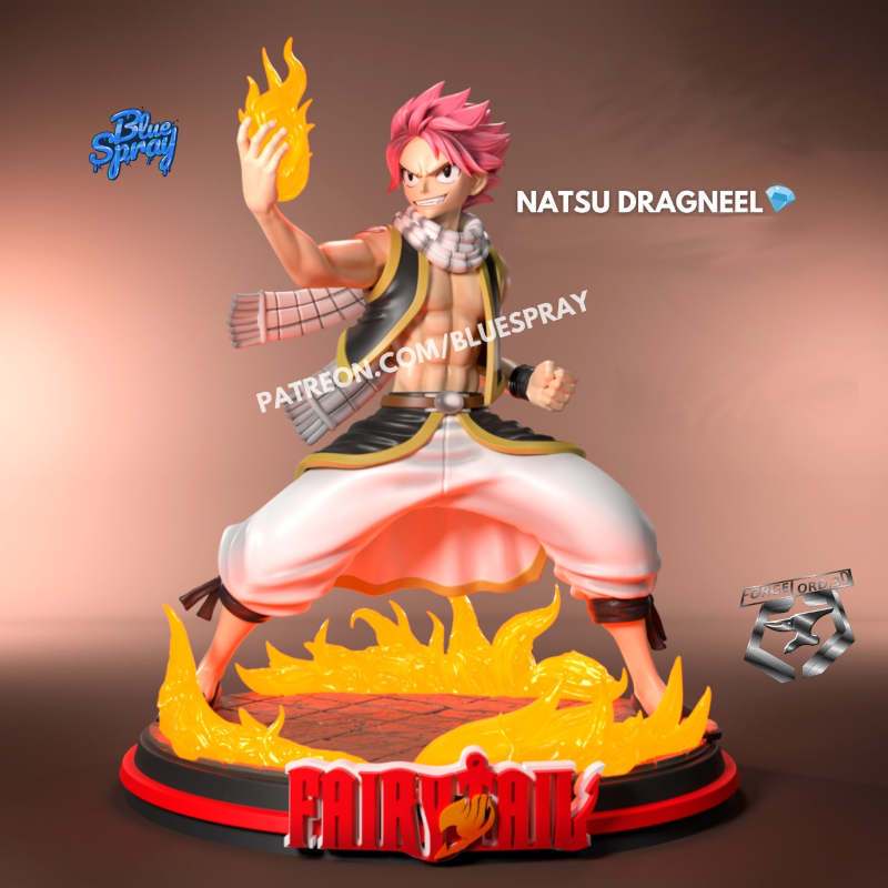 Natsu Dragneel-Blue-Spray--figurines-fantasy-tabletop-RPG-3D-miniatures