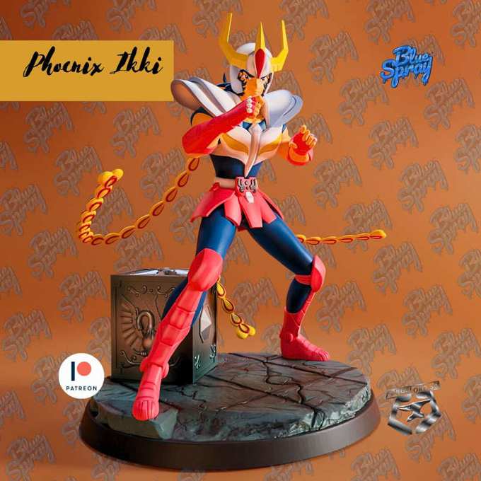 Phoenix Ikki-Blue-Spray--figurines-fantasy-tabletop-RPG-3D-miniatures