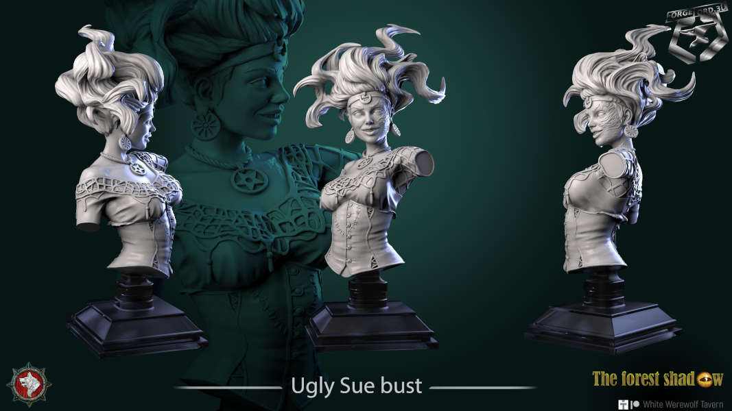 Ugly Sue-bust-75mm-figurines-fantasy-tabletop-RPG-3D-miniatures-white-werewolf-tavern