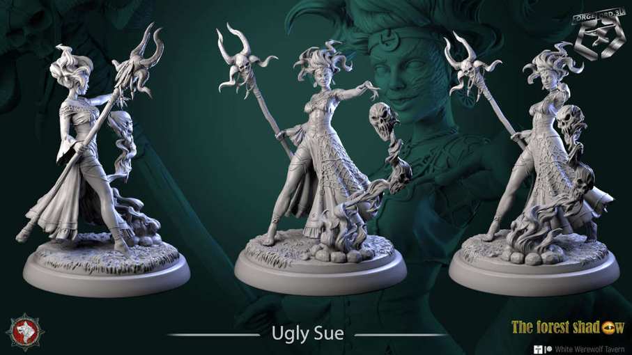 Ugly-Sue-statue-75mm-figurines-fantasy-tabletop-RPG-3D-miniatures-white-werewolf-tavern