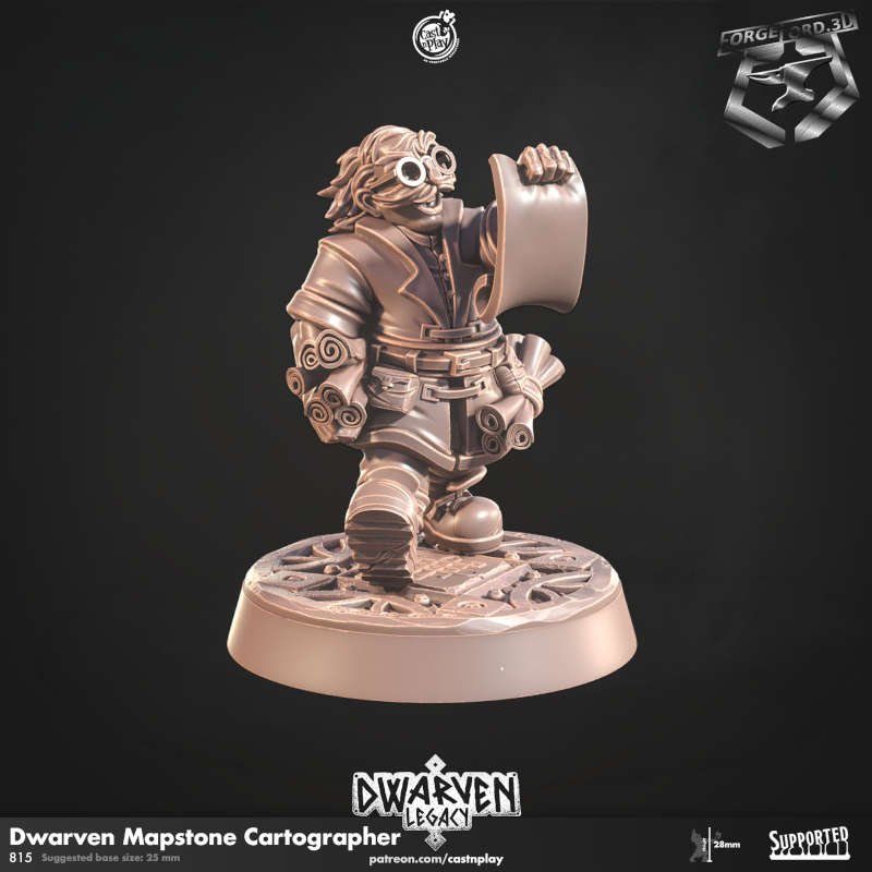 Dwarven Mapstone Cartographer-CastNPlay-Dwarven-Legacy-Collection--fantasy-tabletop-RPG-3D-miniatures