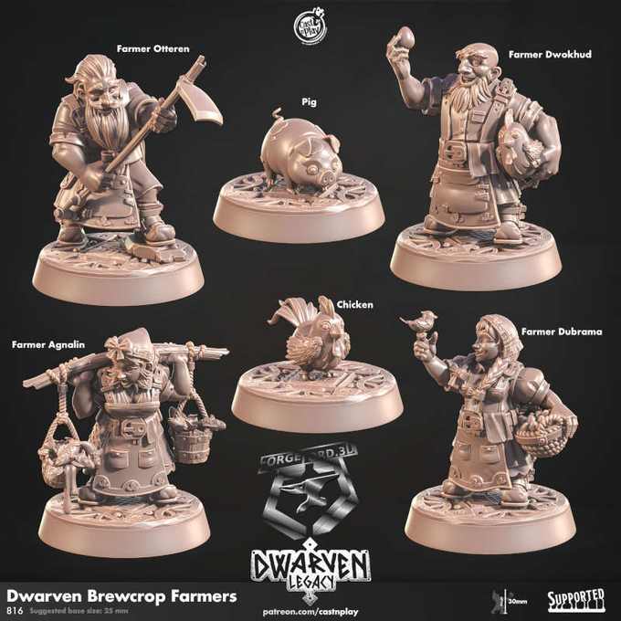 Dwarven Brewcrop Farmers-CastNPlay-Dwarven-Legacy-Collection--fantasy-tabletop-RPG-3D-miniatures