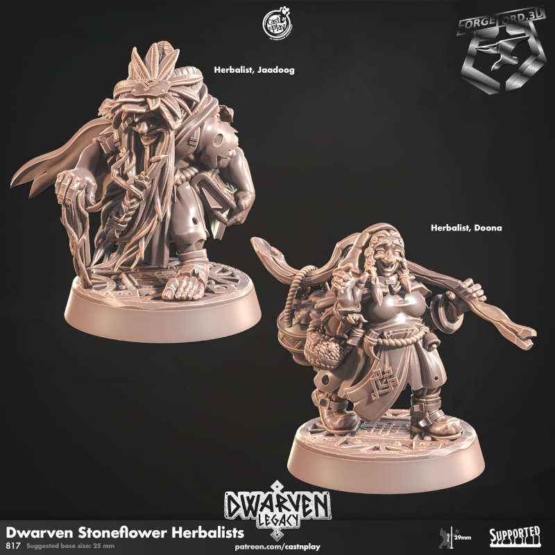 Dwarven Stoneflower Herbalists-CastNPlay-Dwarven-Legacy-Collection--fantasy-tabletop-RPG-3D-miniatures
