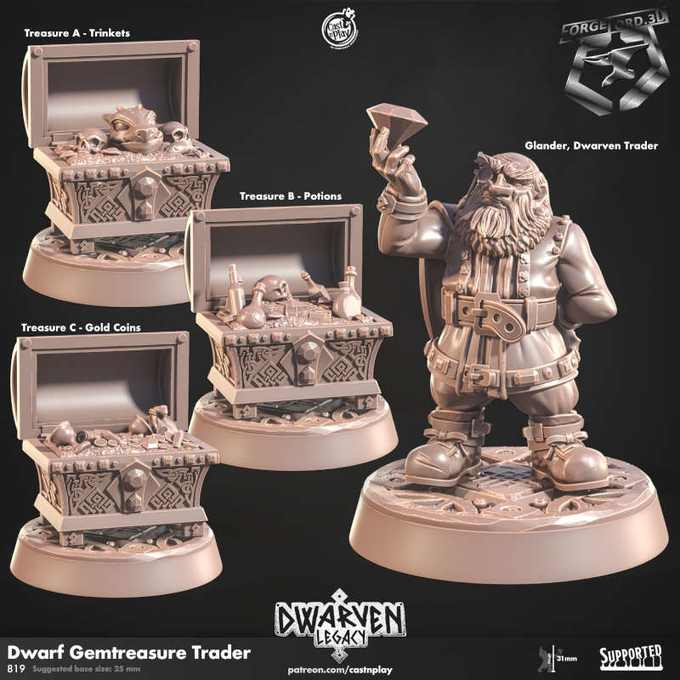 Dwarf Gemtreasure Trader-CastNPlay-Dwarven-Legacy-Collection--fantasy-tabletop-RPG-3D-miniatures