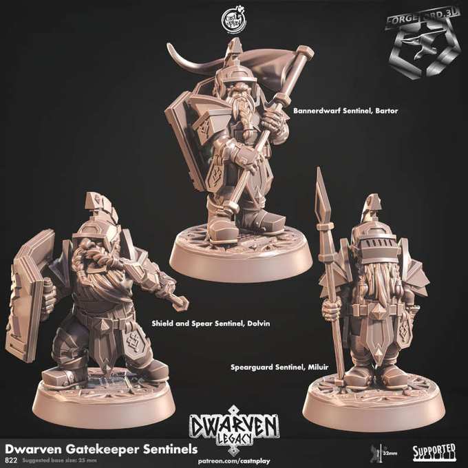 Dwarven Gatekeeper Sentinels-CastNPlay-Dwarven-Legacy-Collection--fantasy-tabletop-RPG-3D-miniatures