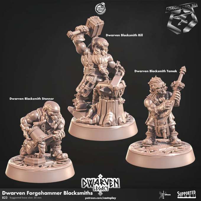 Dwarven Forgehammer Blacksmiths-CastNPlay-Dwarven-Legacy-Collection--fantasy-tabletop-RPG-3D-miniatures