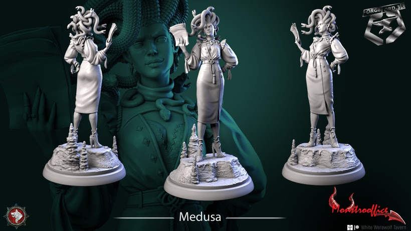 Medusa-statue-75mm-figurines-fantasy-tabletop-RPG-3D-miniatures-white-werewolf-tavern