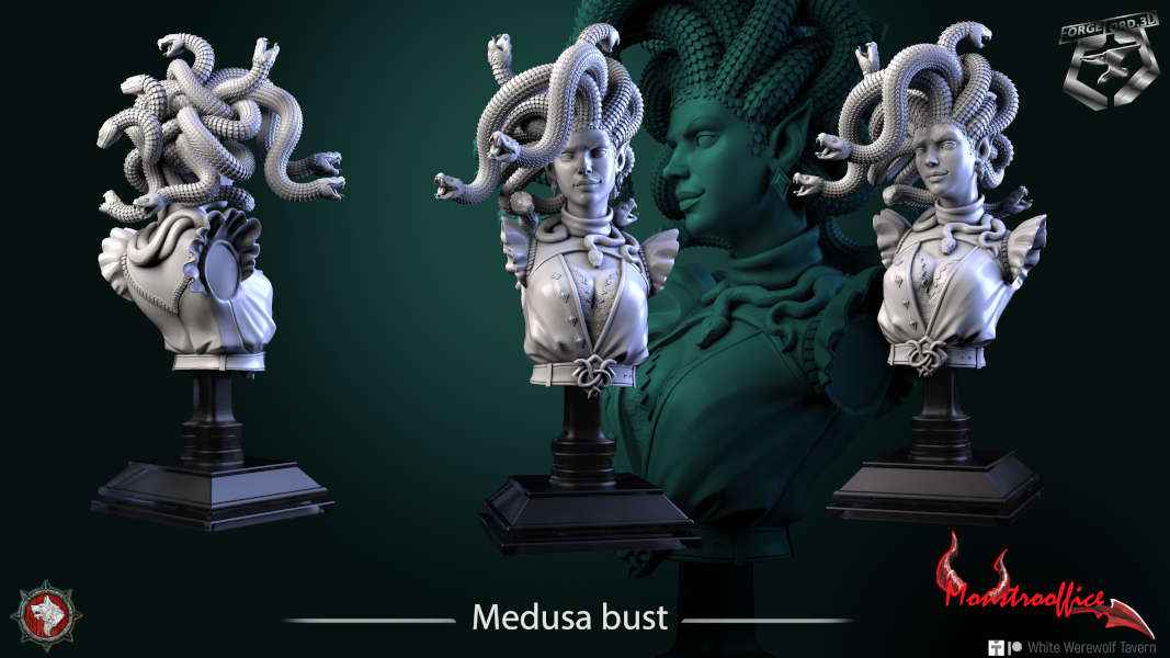 Medusa-bust-75mm-figurines-fantasy-tabletop-RPG-3D-miniatures-white-werewolf-tavern