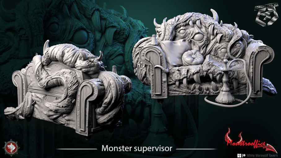 Monster supervisor-32mm-figurines-fantasy-tabletop-RPG-3D-miniatures-white-werewolf-tavern