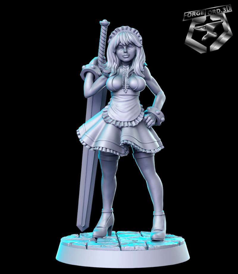 Sword Maiden-RN-Estudio--figurines-fantasy-tabletop-RPG-3D-miniatures