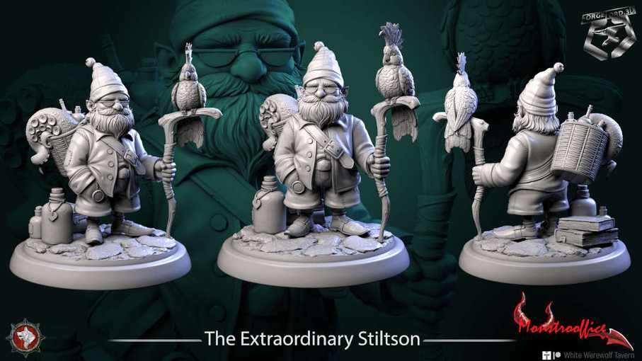 The Extraordinary Stiltson-statue-75mm-figurines-fantasy-tabletop-RPG-3D-miniatures-white-werewolf-tavern