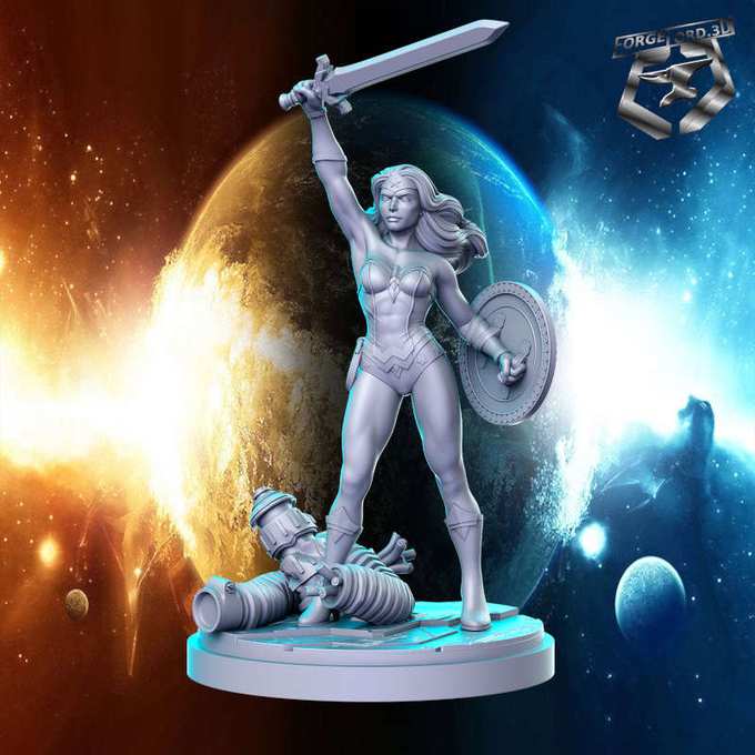 Wonder Woman-statue-75mm-RN-Estudio-figurines-fantasy-tabletop-RPG-3D-miniatures