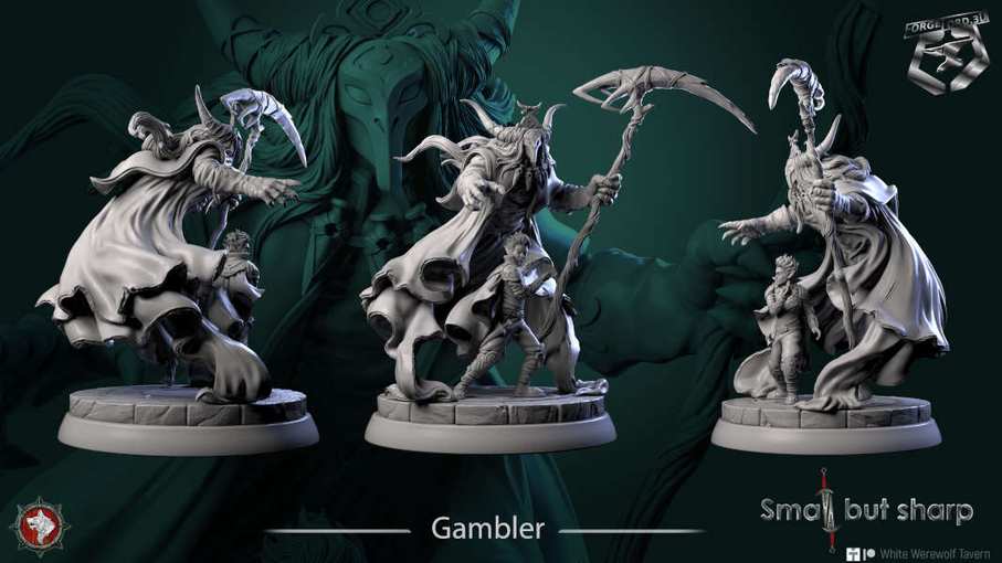 Gambler-statue-75mm-figurines-fantasy-tabletop-RPG-3D-miniatures-white-werewolf-tavern