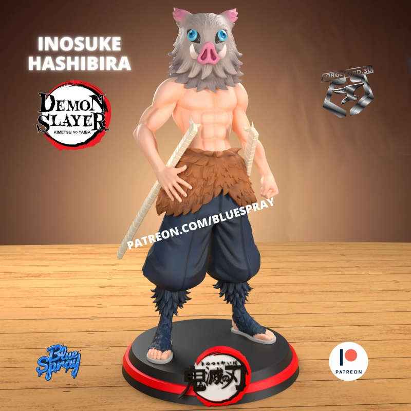 Inosuke Hashibira-Blue-Spray--figurines-fantasy-tabletop-RPG-3D-miniatures
