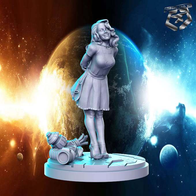 Mary Marvel-statue-75mm-RN-Estudio-figurines-fantasy-tabletop-RPG-3D-miniatures