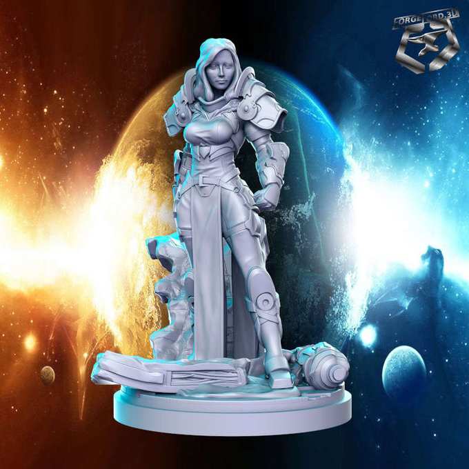 Mech Girl-statue-75mm-RN-Estudio-figurines-fantasy-tabletop-RPG-3D-miniatures