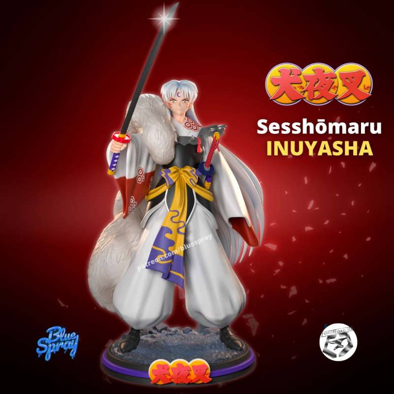Sesshōmaru-Blue-Spray--figurines-fantasy-tabletop-RPG-3D-miniatures