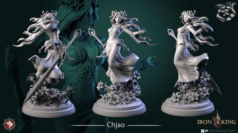 Chjao-statue-75mm-figurines-fantasy-tabletop-RPG-3D-miniatures-white-werewolf-tavern