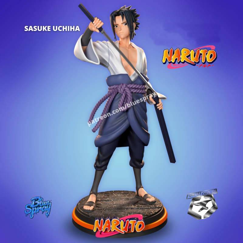 Sasuke Uchiha-Blue-Spray--figurines-fantasy-tabletop-RPG-3D-miniatures