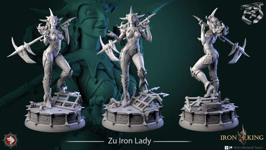 Zu Iron Lady-statue-75mm-figurines-fantasy-tabletop-RPG-3D-miniatures-white-werewolf-tavern
