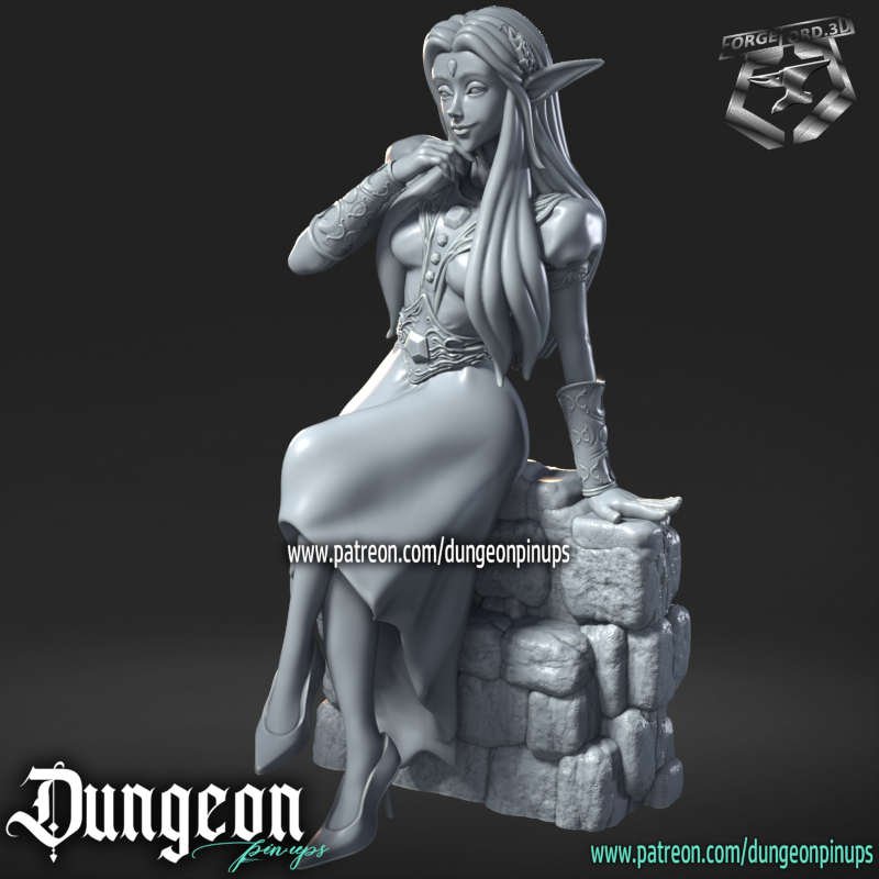Sitting Elfy-statue-75mm-RN-Estudio-figurines-fantasy-tabletop-RPG-3D-miniatures