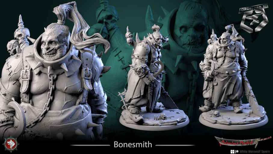 Bonesmith-statue-75mm-figurines-fantasy-tabletop-RPG-3D-miniatures-white-werewolf-tavern