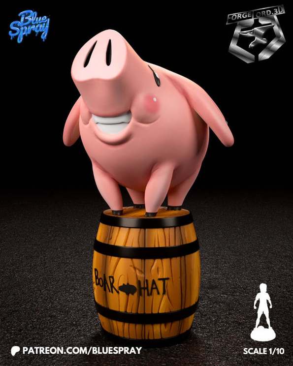 Hawk the Pig-Blue-Spray--figurines-fantasy-tabletop-RPG-3D-miniatures