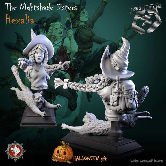 Hexalia-bust-75mm-figurines-fantasy-tabletop-RPG-3D-miniatures-white-werewolf-tavern