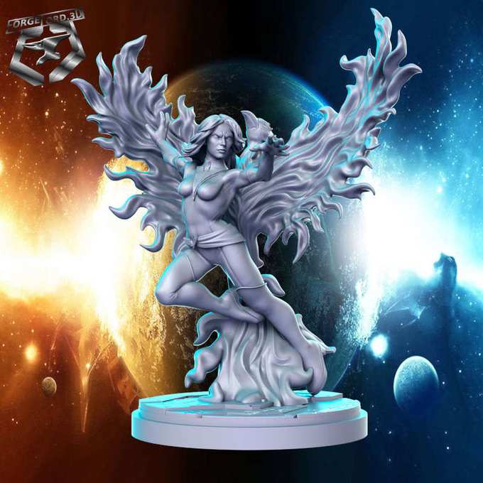 Jean Grey-statue-75mm-RN-Estudio-figurines-fantasy-tabletop-RPG-3D-miniatures