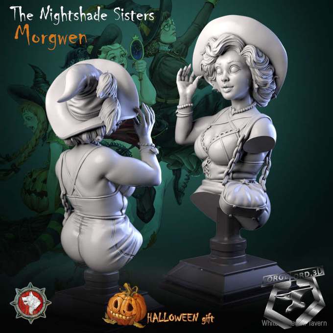 Morgwen-bust-75mm-figurines-fantasy-tabletop-RPG-3D-miniatures-white-werewolf-tavern